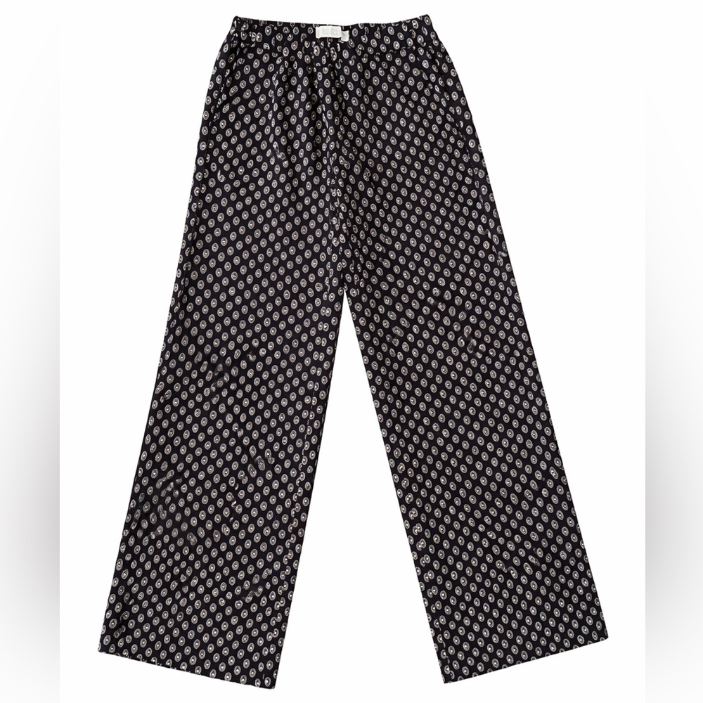 Michael Kors Black Printed Wide-Leg Pants studded beaded